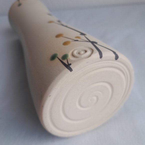 Vase MCM Mid Century Modern Floral Swirl Blue Teal Green Cream White - Picture 4 of 8